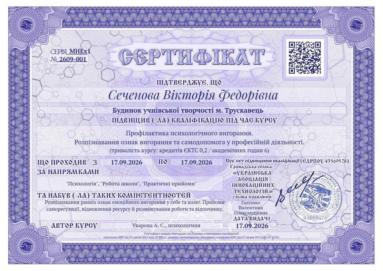 Сертифікат MHEx1-2609-001