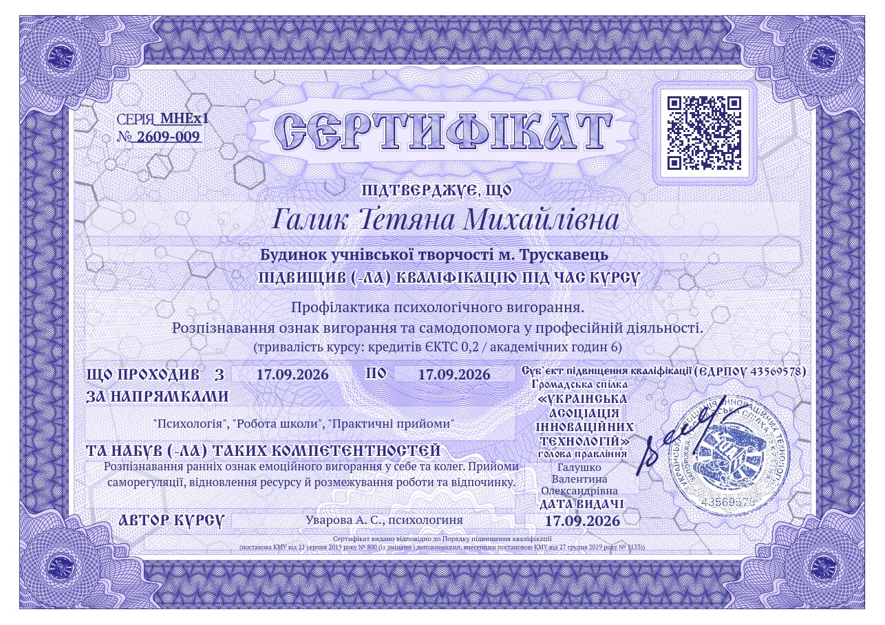 Сертифікат MHEx1-2609-009