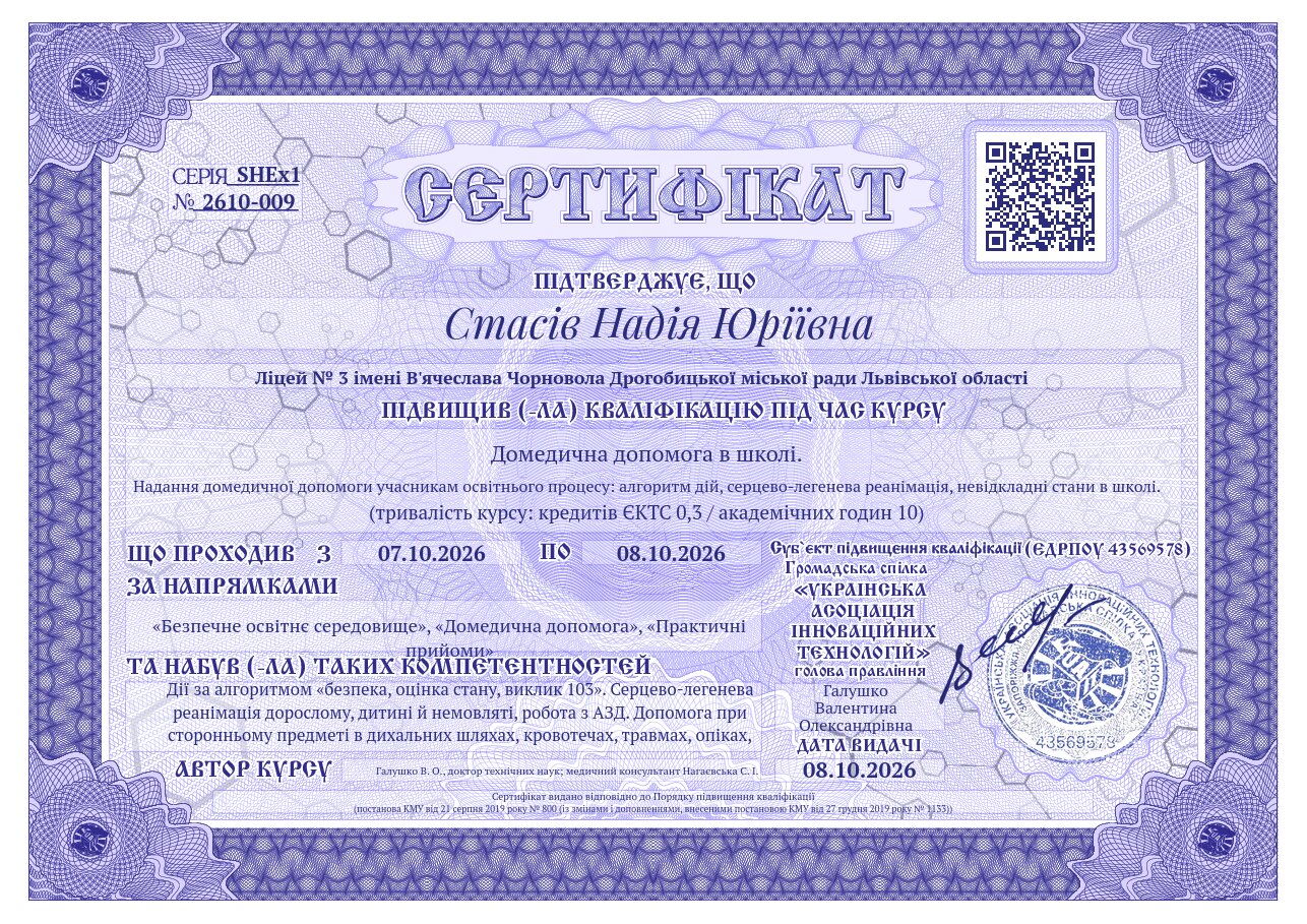 Сертифікат SHEx1-2610-009